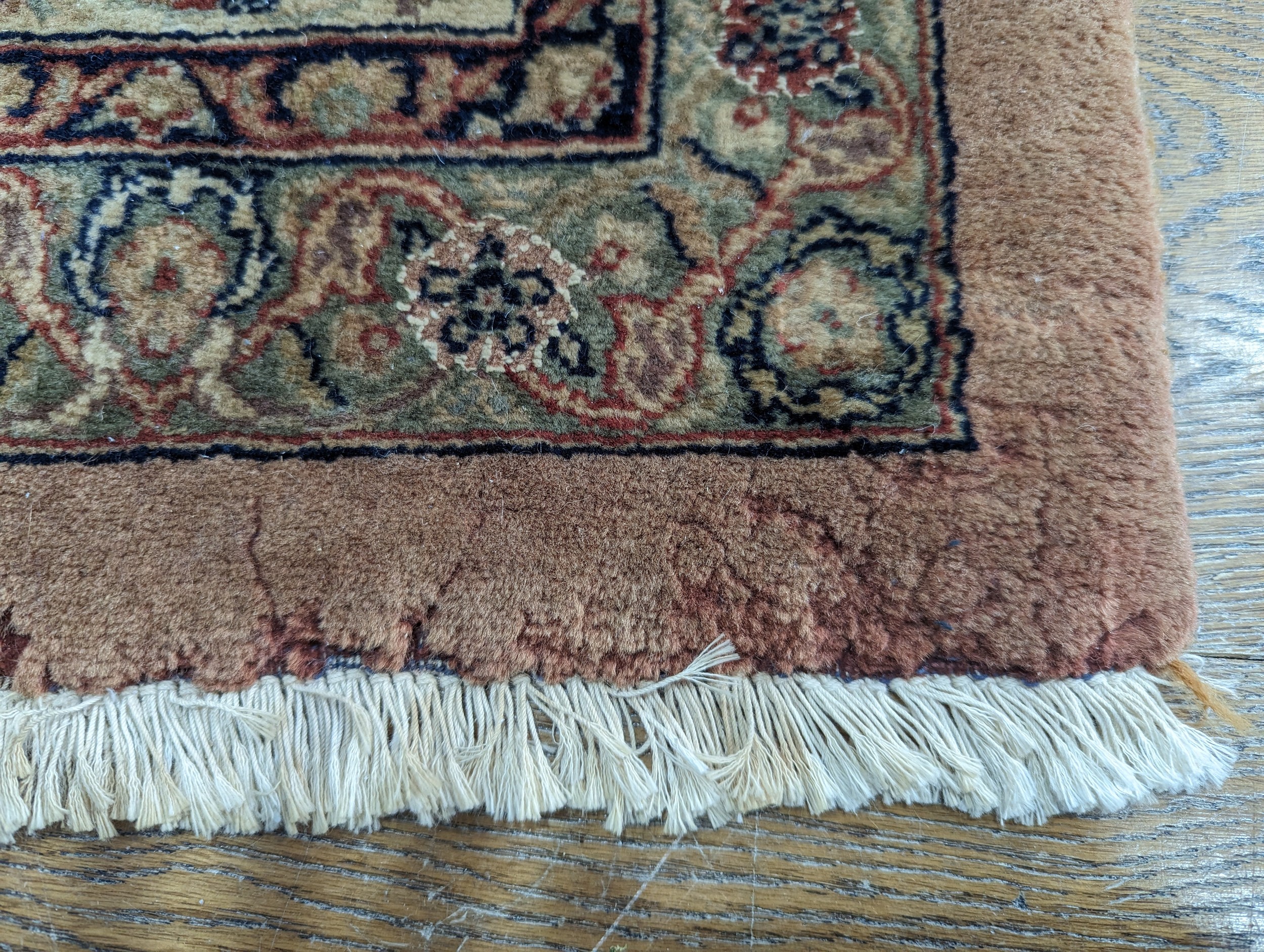 Tribal Rugs; a fine hand-knotted Persian Isfahan rug, wool pile on cotton base, buff ground woven - Image 2 of 5