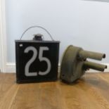 Railwayana interest: An Adlake Non Sweating speed restriction lamp "25", complete with burner,