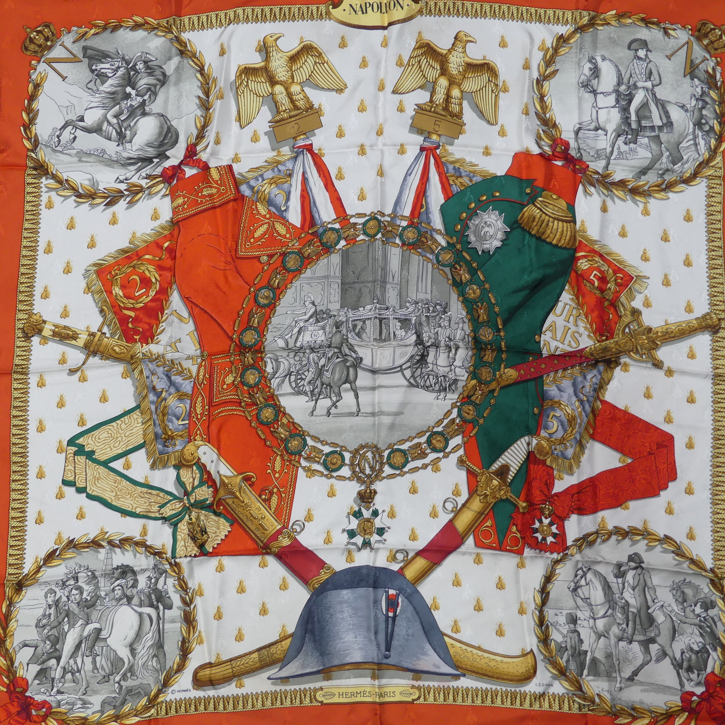 A Hermès jacquard silk scarf: 'Napoleon', designed by Philippe Ledoux, first issued in 1963, - Image 2 of 2