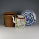 A 19thC Chinese blue and white Plate, of octagonal form, decorated with a vase with flora,