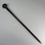 An Antique Zulu Knobkerrie throwing Stick, with later brass loop to base, L 60 cm.