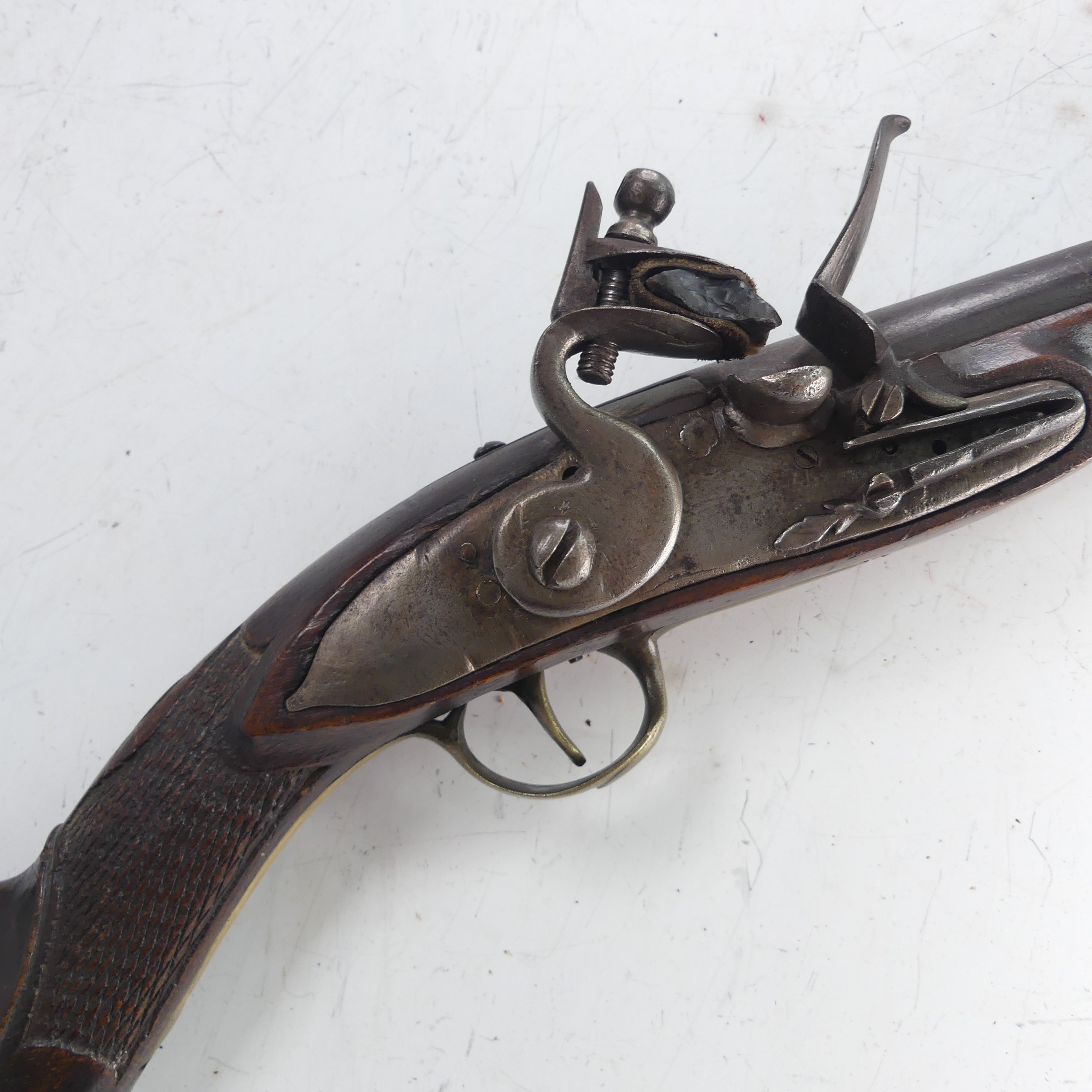 A 19th century flintlock 'knee' Blunderbuss, 11 inch engraved steel barrel flared to the muzzle, - Image 12 of 12