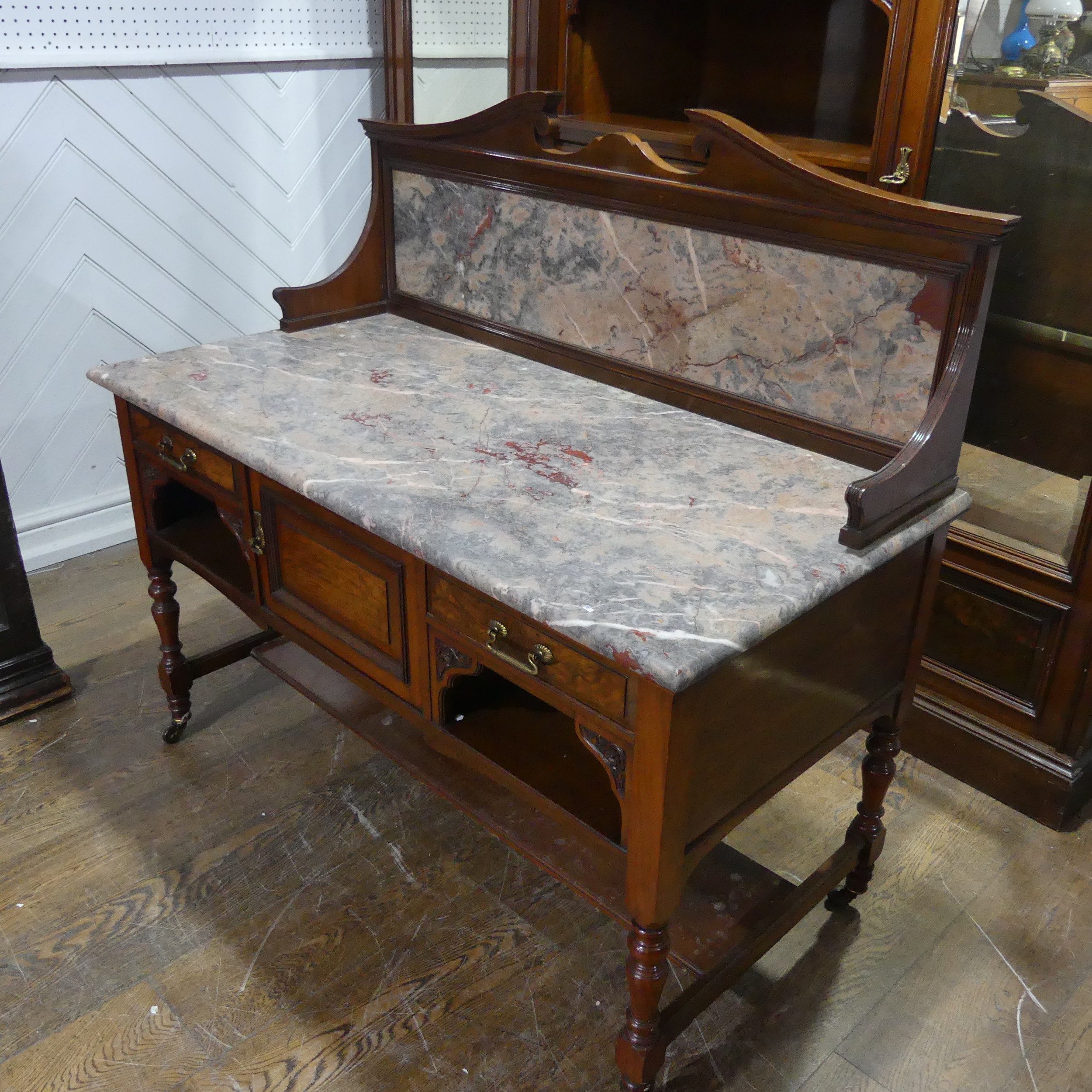 A good Victorian four-piece walnut and mahogany bedroom Suite, including ; a large compactum - Image 9 of 18