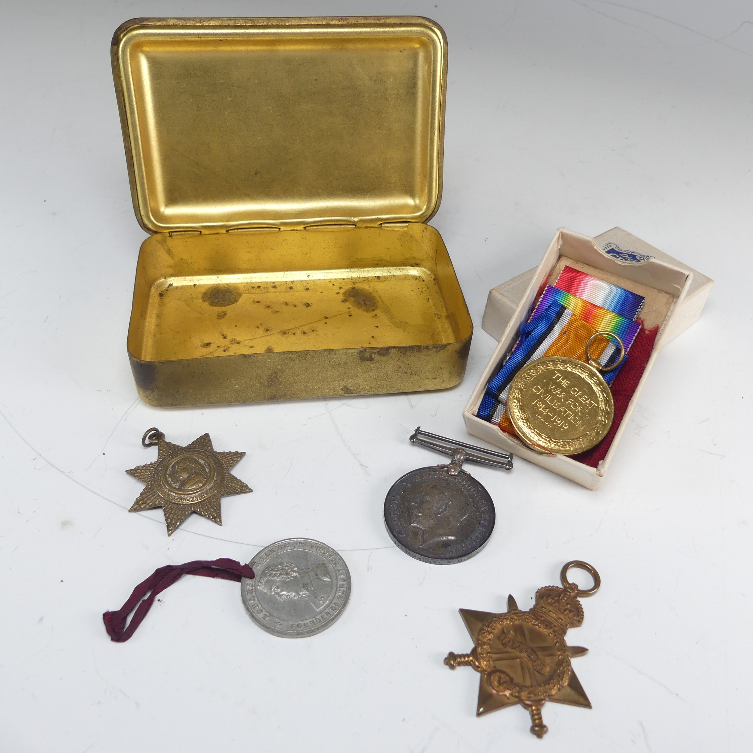 A Royal Navy WW1 Trio of Medals, awarded to 145138 H.Stephens P.O.2. R.N., comprising 1914-15 - Image 2 of 3