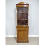 An Edwardian mahogany and inlaid glazed display Cabinet, arched inlaid top over astragal glazed