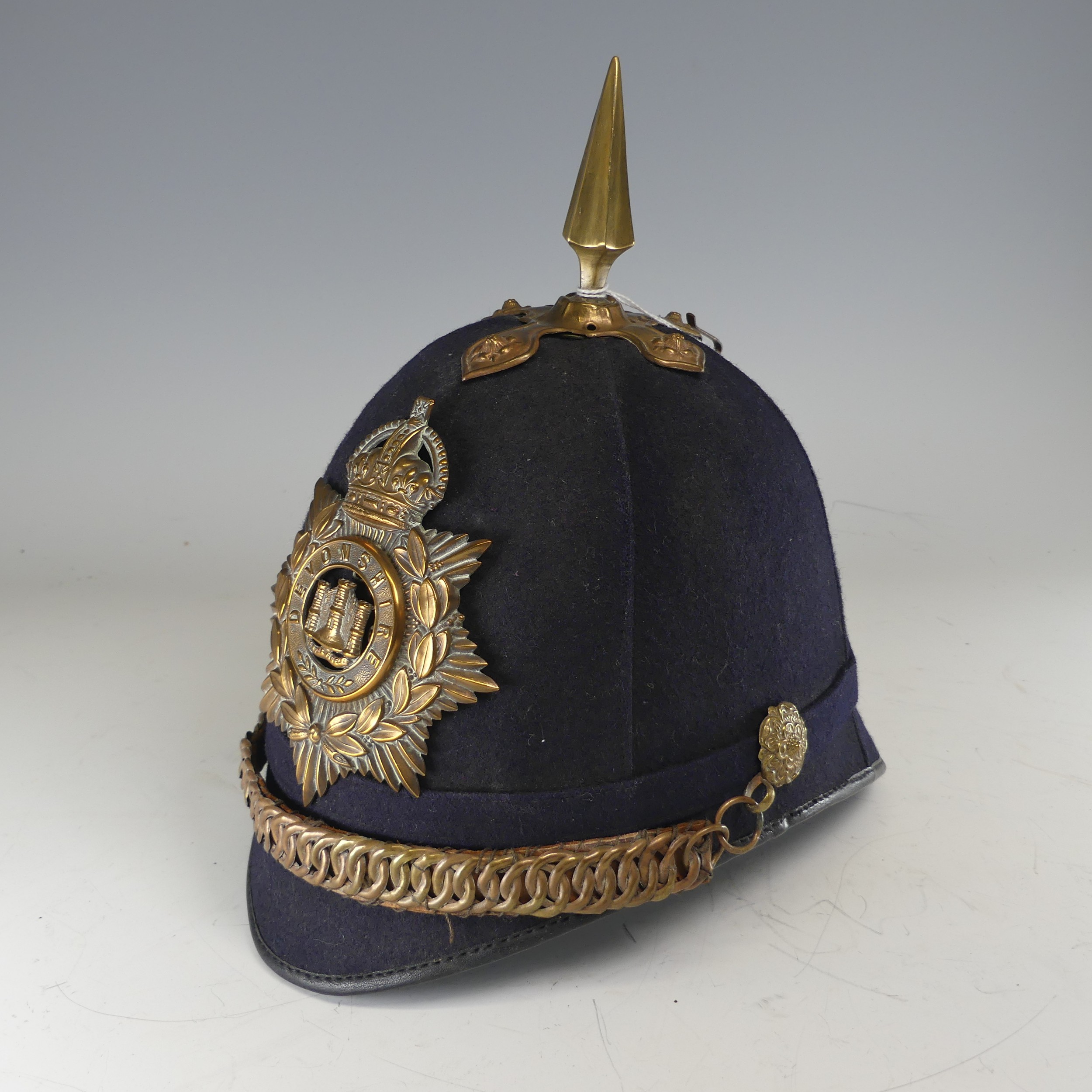 A Devonshire Regiment Officer’s Blue Cloth Helmet, 1902-14 style, together with a Victorian style - Image 14 of 16