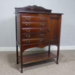 An antique mahogany side Cabinet / music Cabinet, raised on tapering supports, W 114 cm x H 101.5 cm