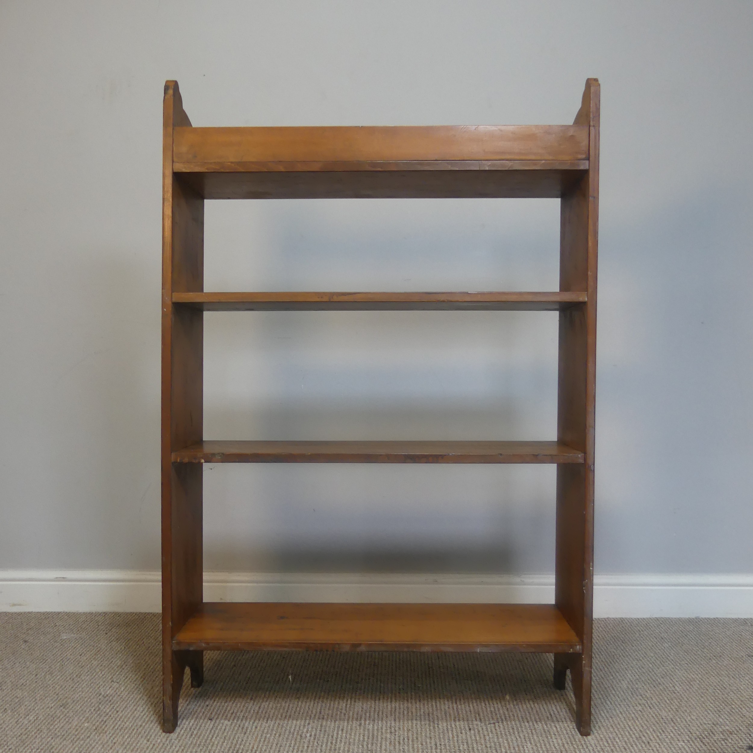 An Arts and Crafts oak open Bookcase, of pegged construction, with small marquetry patchwork, W 67.5 - Bild 15 aus 15