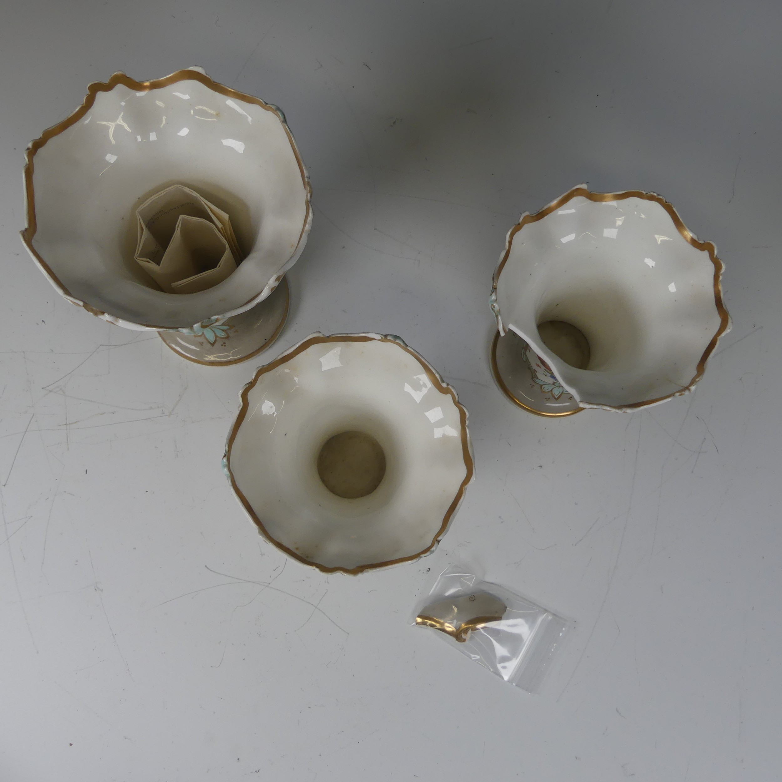 A trio of Samuel Alcock porcelain Vases, decorated in light grey ground with cartouches containing - Image 5 of 10