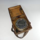 A WWI type P4A Compass, in a fitted wooden case.