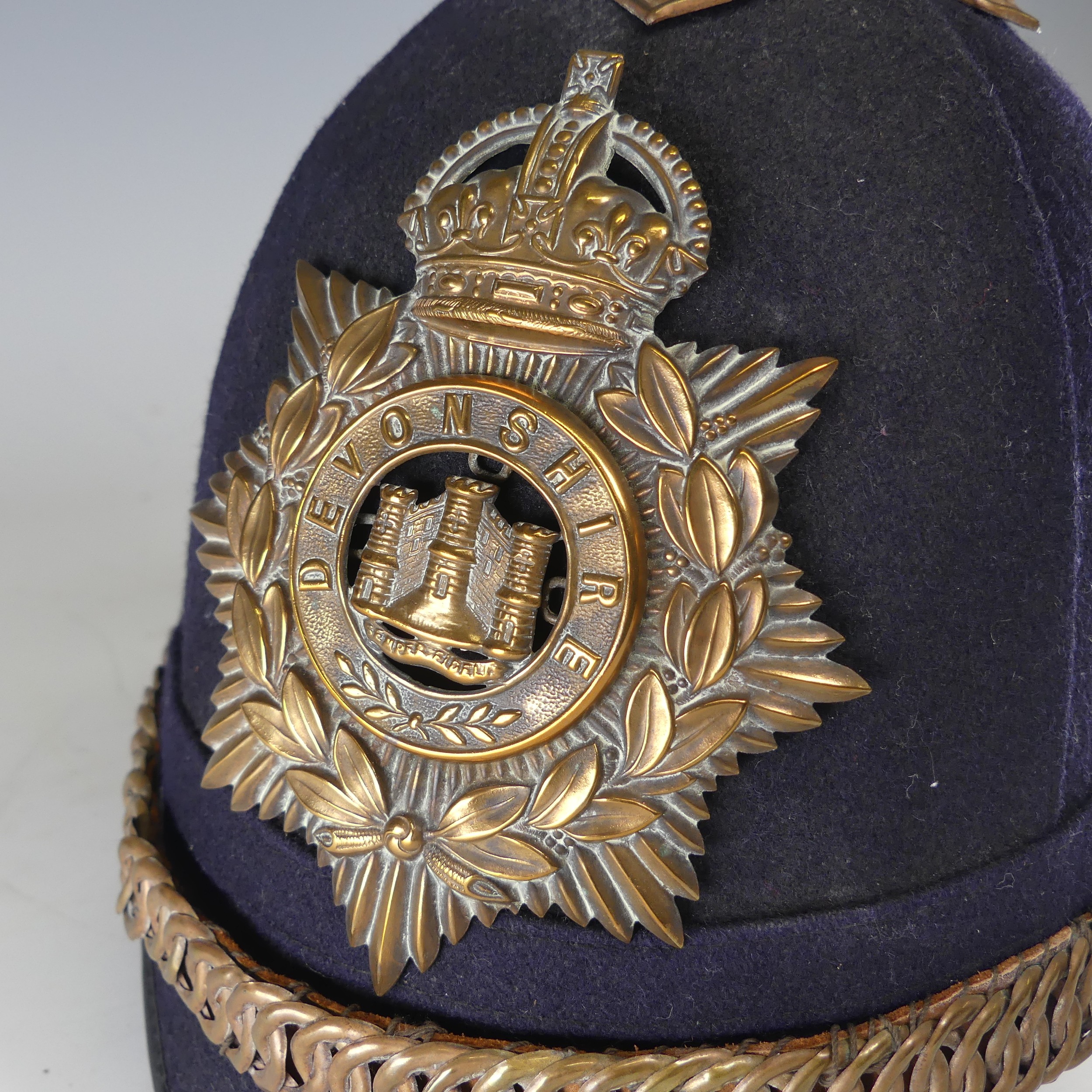 A Devonshire Regiment Officer’s Blue Cloth Helmet, 1902-14 style, together with a Victorian style - Image 4 of 16