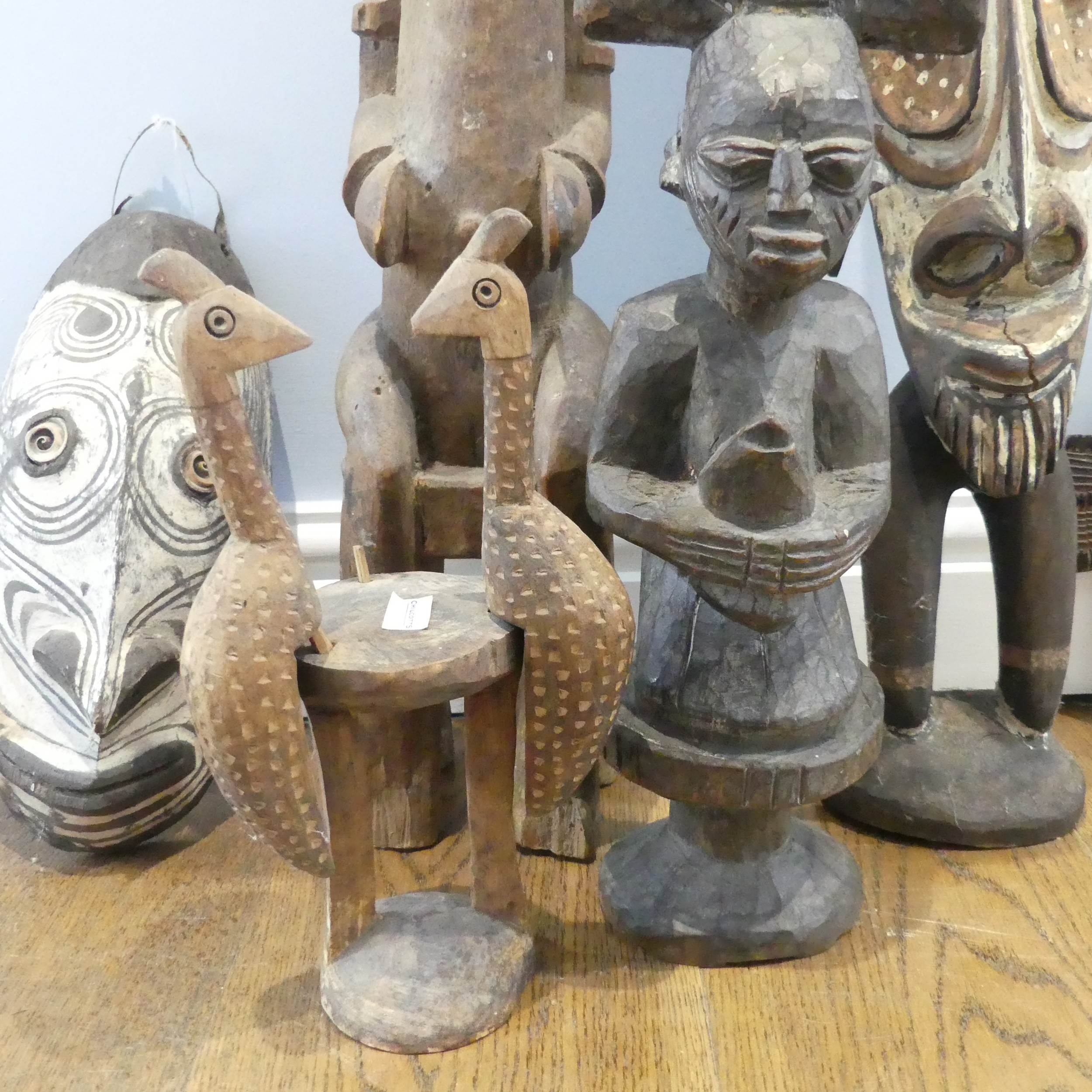 Tribal Artefacts: A Papua New Guineau Sepik Mask, together with a figure similar, and three - Image 2 of 6