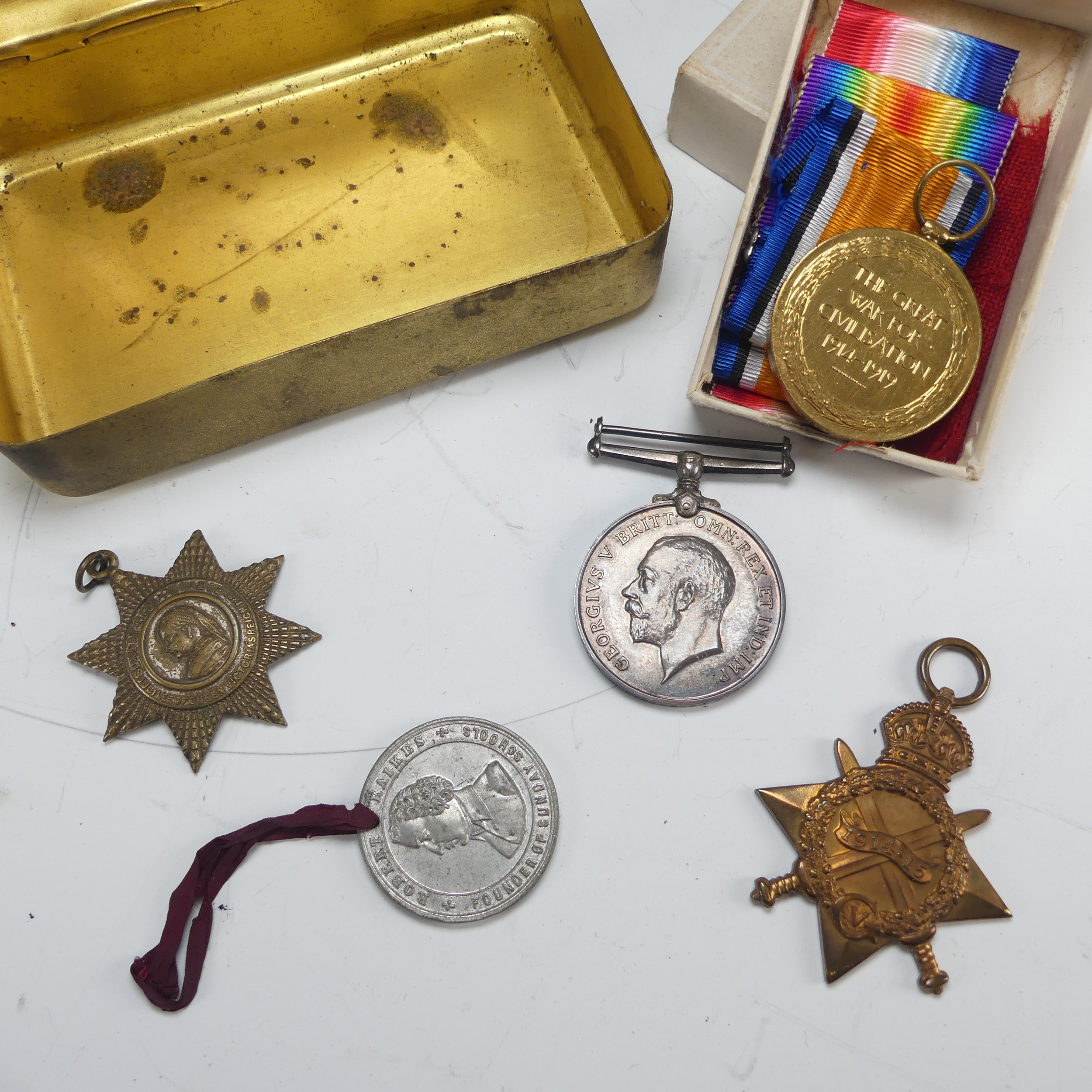 A Royal Navy WW1 Trio of Medals, awarded to 145138 H.Stephens P.O.2. R.N., comprising 1914-15 - Image 3 of 3