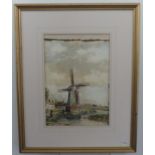 John Hamilton Glass (Scottish, 1890-1925), A Dutch river landscape with windmill, and Seascape