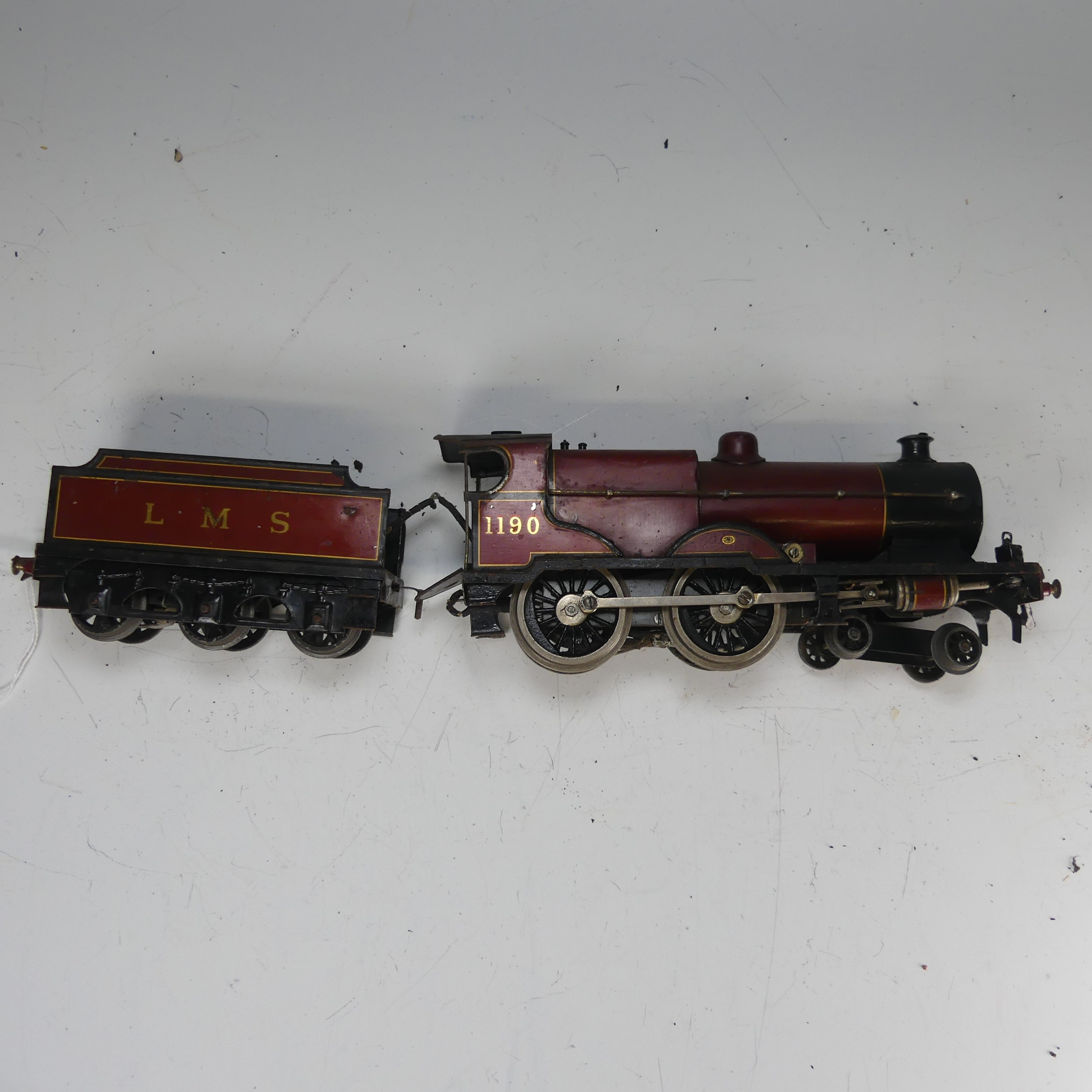 Bassett-Lowke ‘0’ gauge 3-rail electric LMS Standard Compound 4-4-0 Locomotive and six-wheel Tender, - Bild 3 aus 7