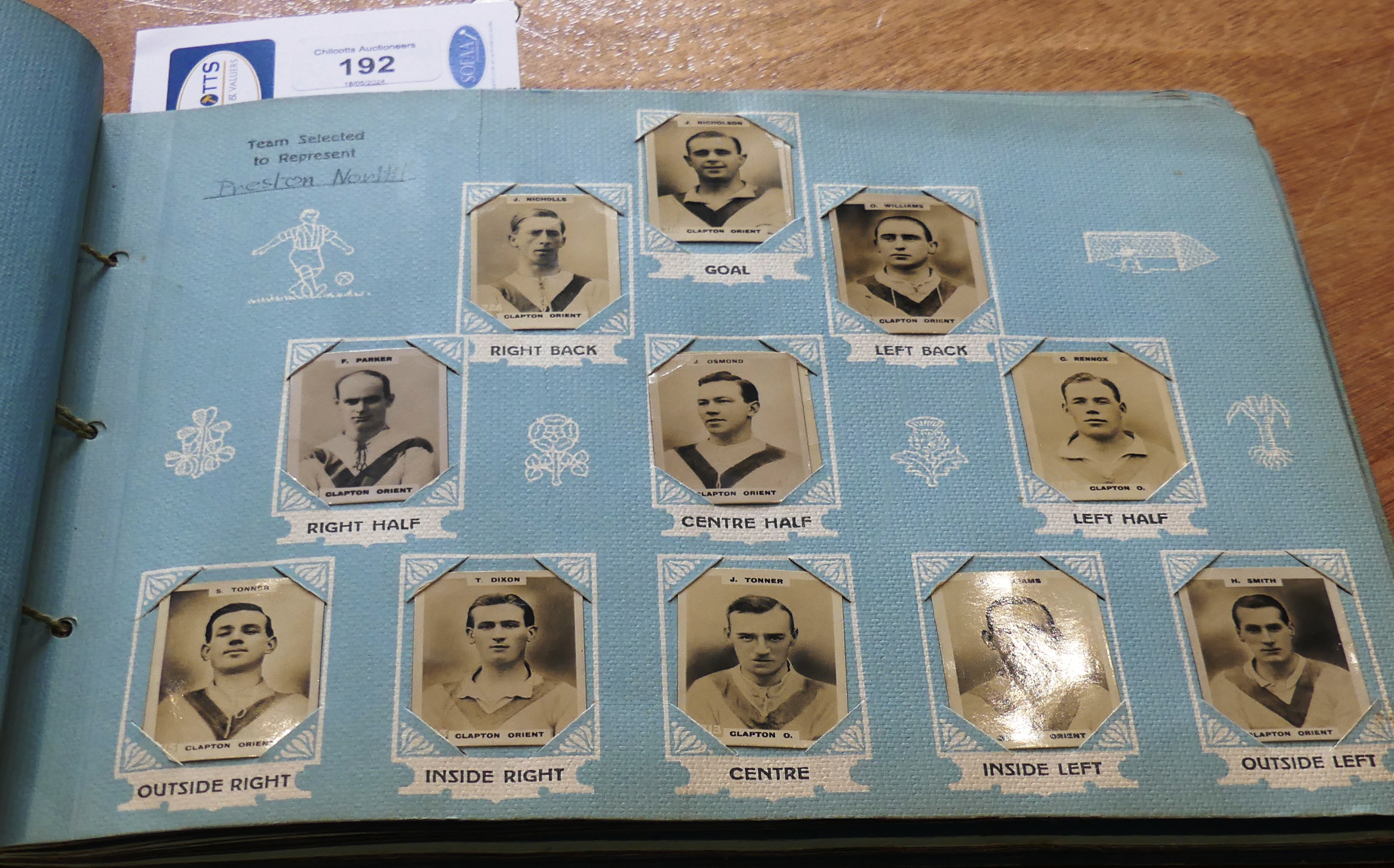 A Godfrey Phillips Ltd. 'Photos of Football Players' card album, 1922/1923, containing Pinnace phot - Image 9 of 12