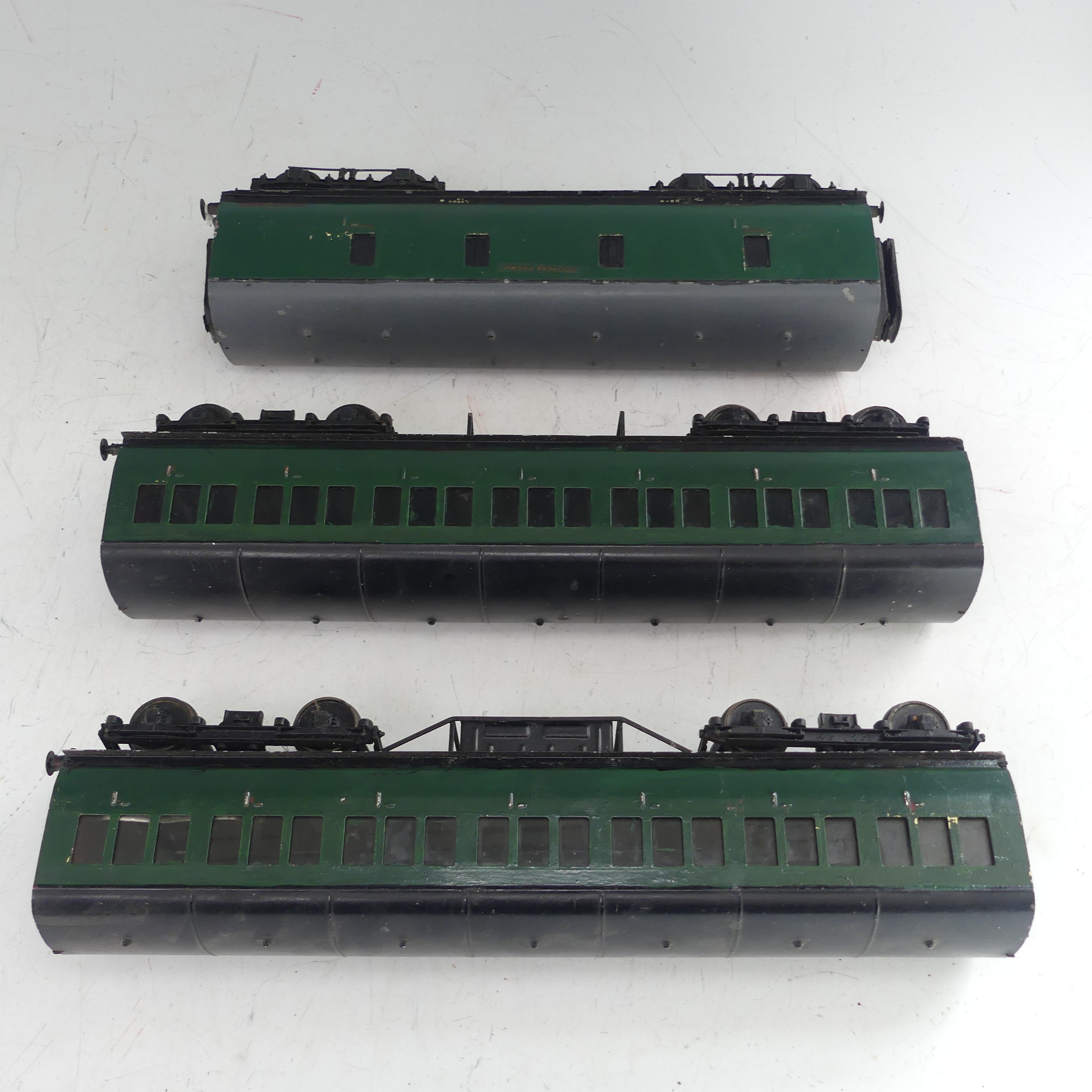 Two Exley ‘0’ gauge SR Coaches, green with yellow lettering, repainted, together with two Exley ' - Image 9 of 11