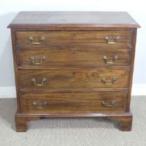 A Georgian mahogany Chest of drawers, top over four graduating beaded drawers, oak carcass, raised