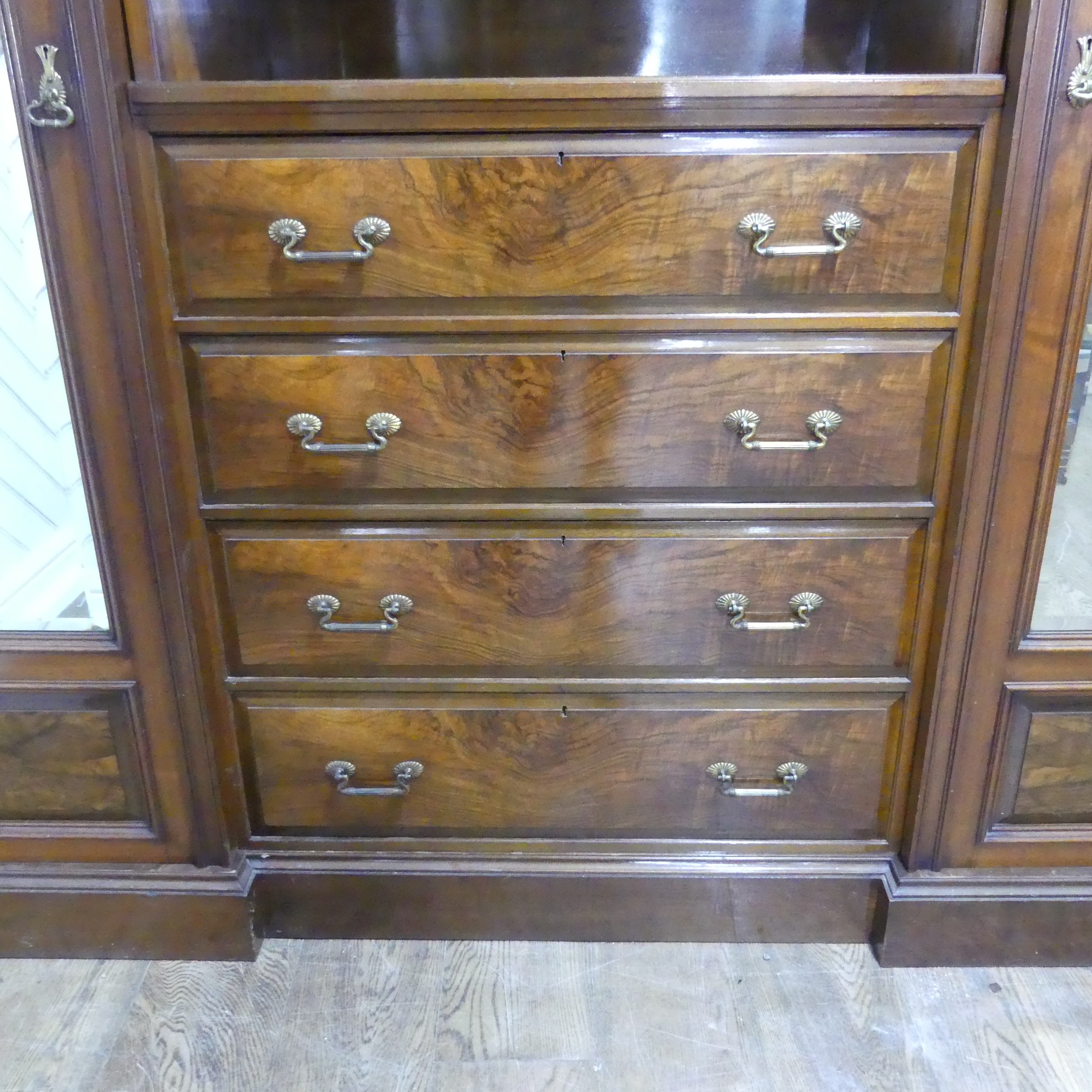 A good Victorian four-piece walnut and mahogany bedroom Suite, including ; a large compactum - Image 7 of 18