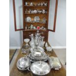 A large quantity of Silver Plate, including a centrepiece in the Aesthetic style, 49.5cm high, as