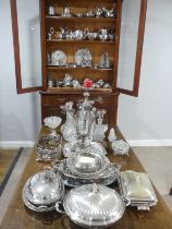 A large quantity of Silver Plate, including a centrepiece in the Aesthetic style, 49.5cm high, as