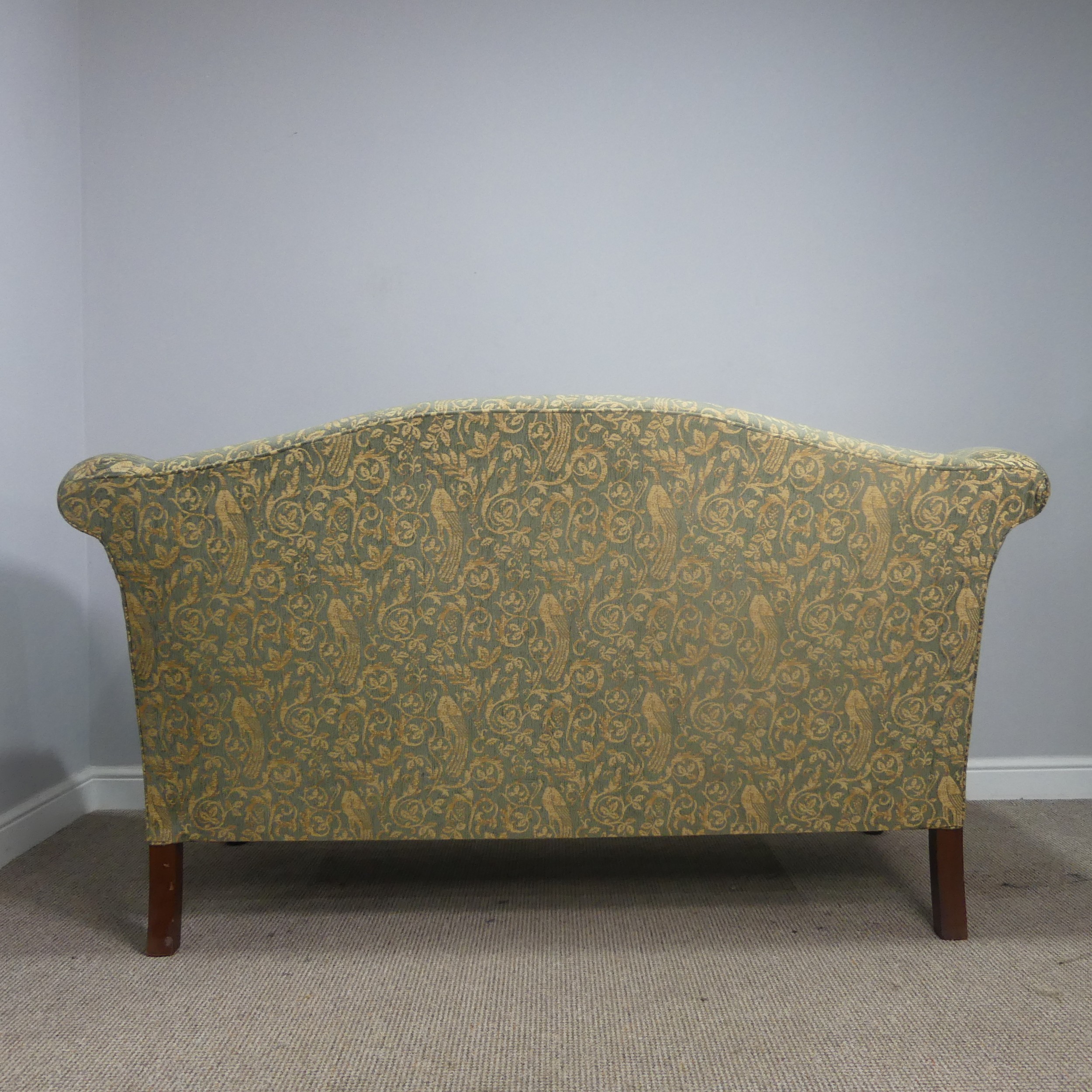 An antique George III style upholstered scroll end two-seater Sofa, raised on carved cabriole - Image 6 of 11