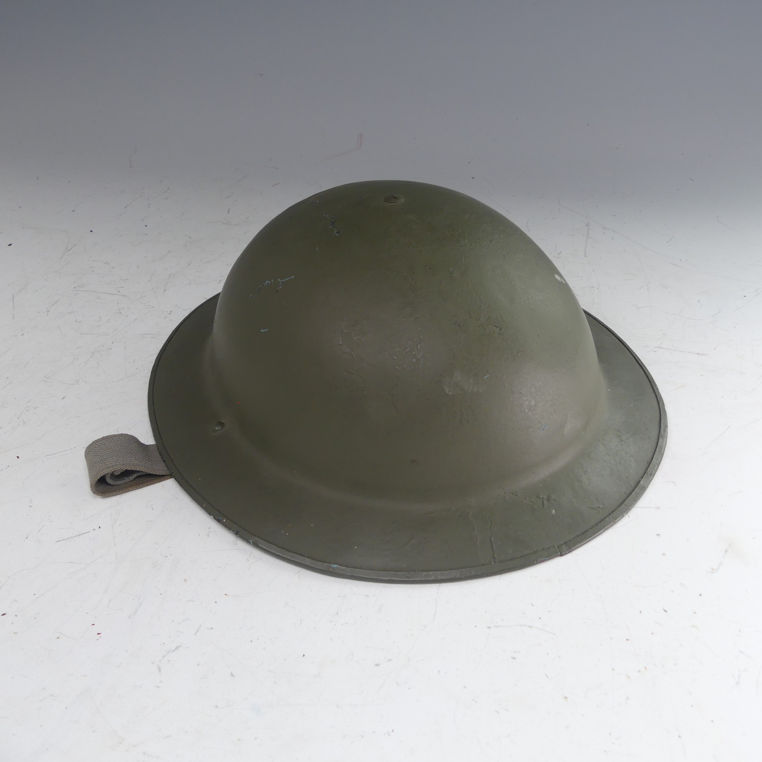 A WW2 painted tin Helmet, repainted, together with Royal Army Service Corps khaki Cap by 'W. - Bild 2 aus 12