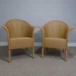 A pair of Lloyd Loom Armchairs, with 'Lloyd Loom' labels to back, W 68 cm x H 80 cm x D 60 cm(2)