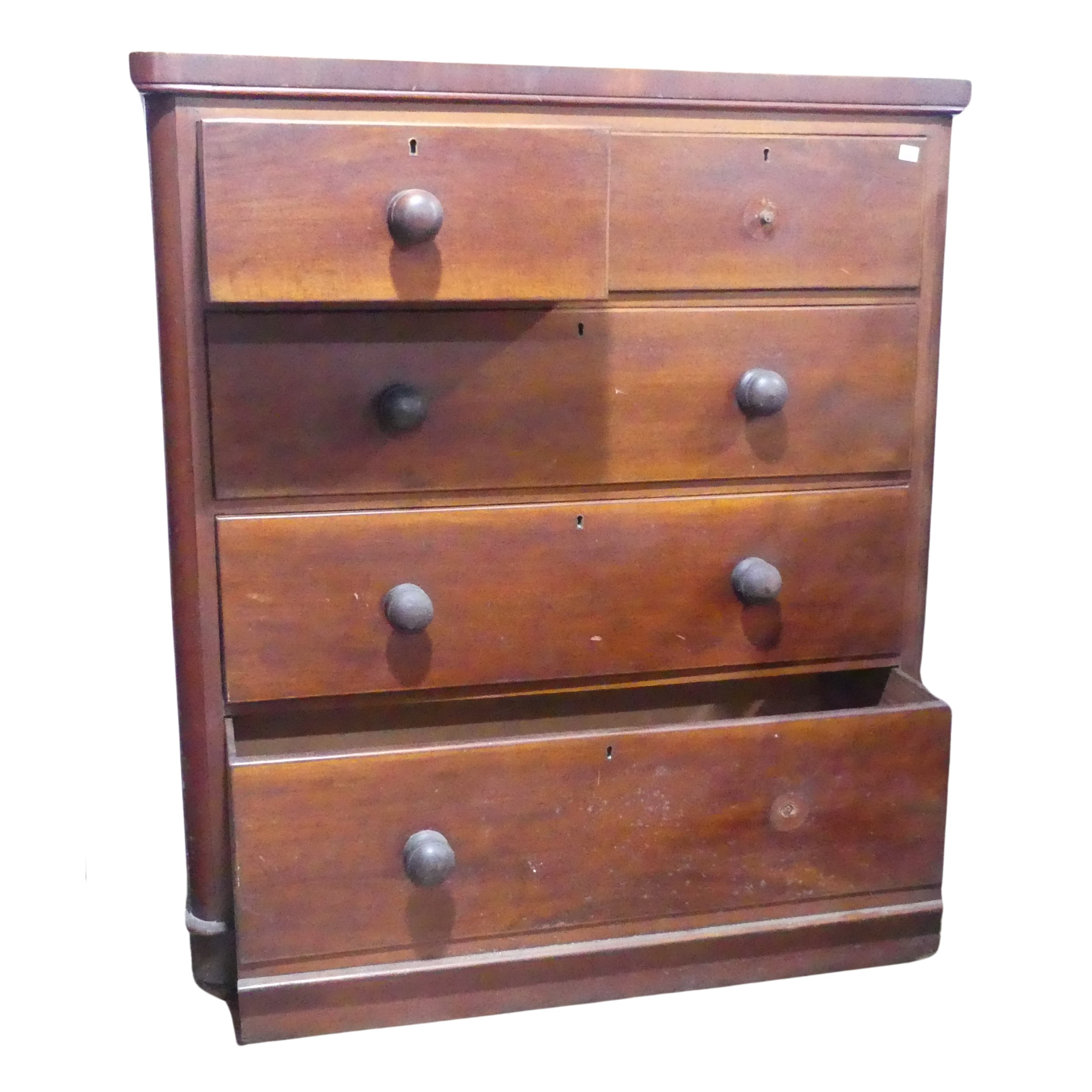 An antique mahogany Chest of drawers, of large proportions, with rounded corners and edges, - Image 2 of 2