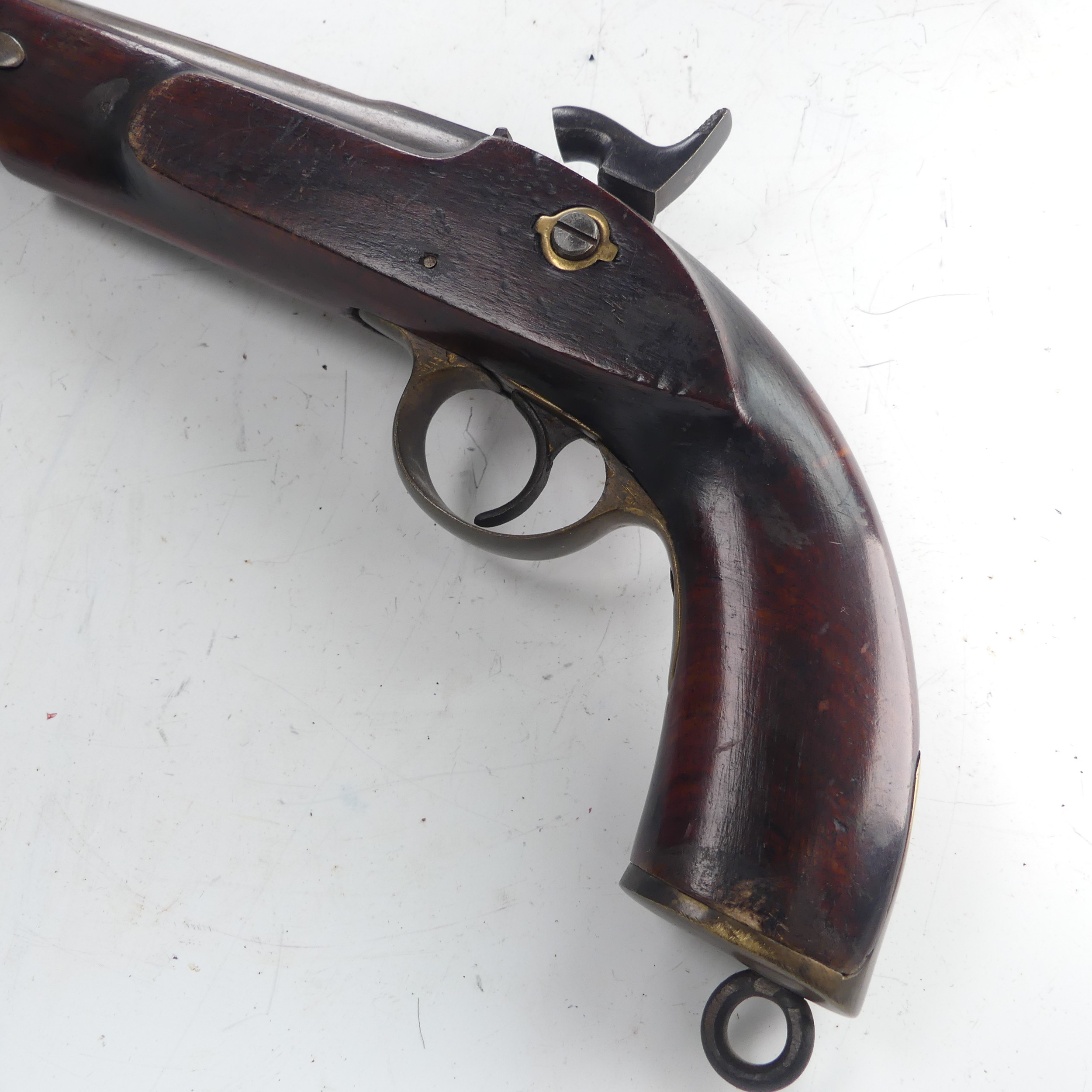A 19th century 'Enfield' percussion cap service Pistol, with walnut stock, 8 inch steel barrel, - Image 5 of 5