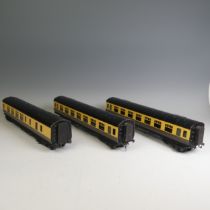 Three Exley ‘0’ gauge GWR Coaches, chocolate and cream: Two All 3rd Corridor Coaches No.5656 and