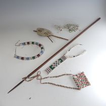 A vintage Zulu style beadwork tubular Necklace (48cm), together with a quantity of other beadwork, a