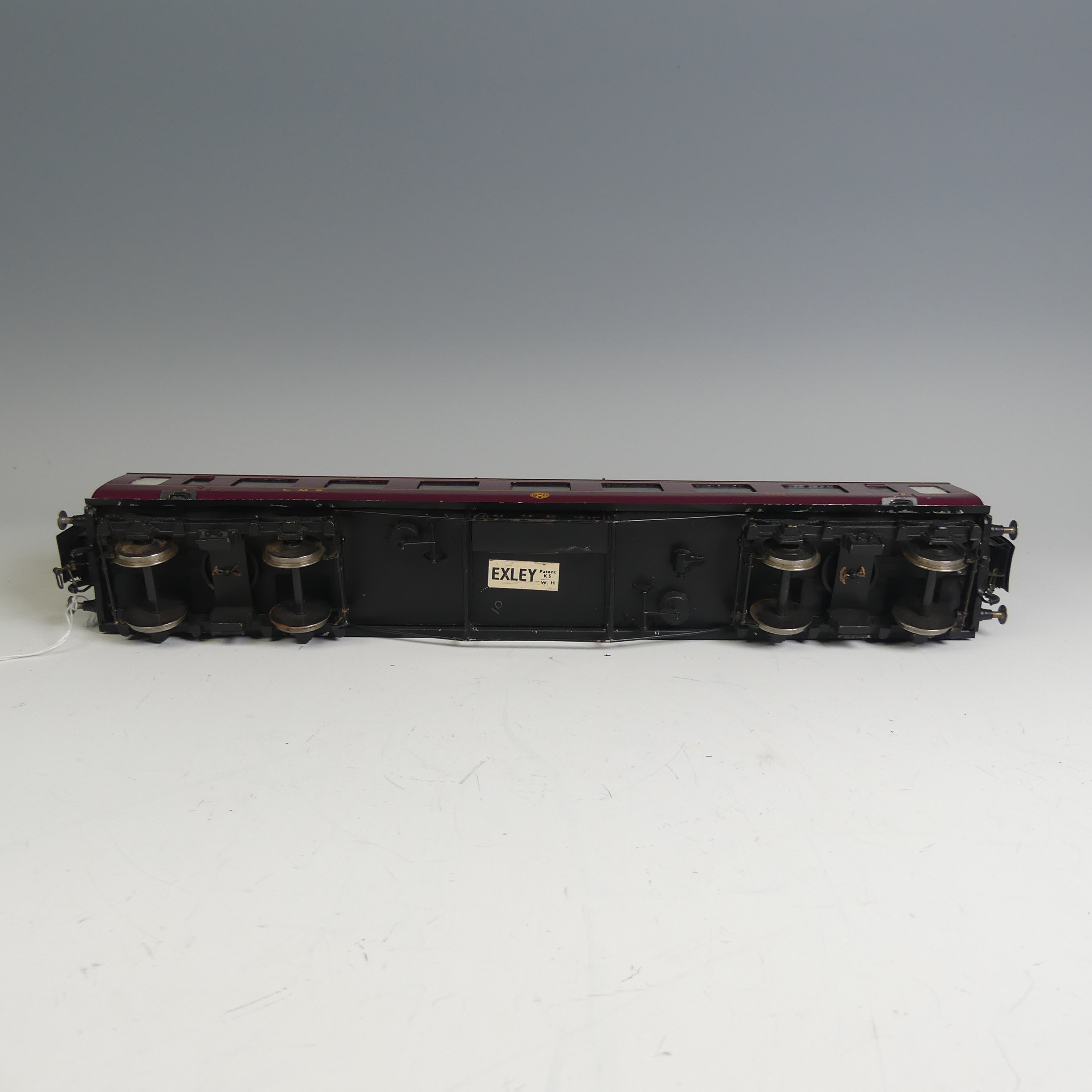 Three Exley ‘0’ gauge LMS Passenger Coaches, maroon with yellow lettering; All 1st Class Coach No. - Image 7 of 9