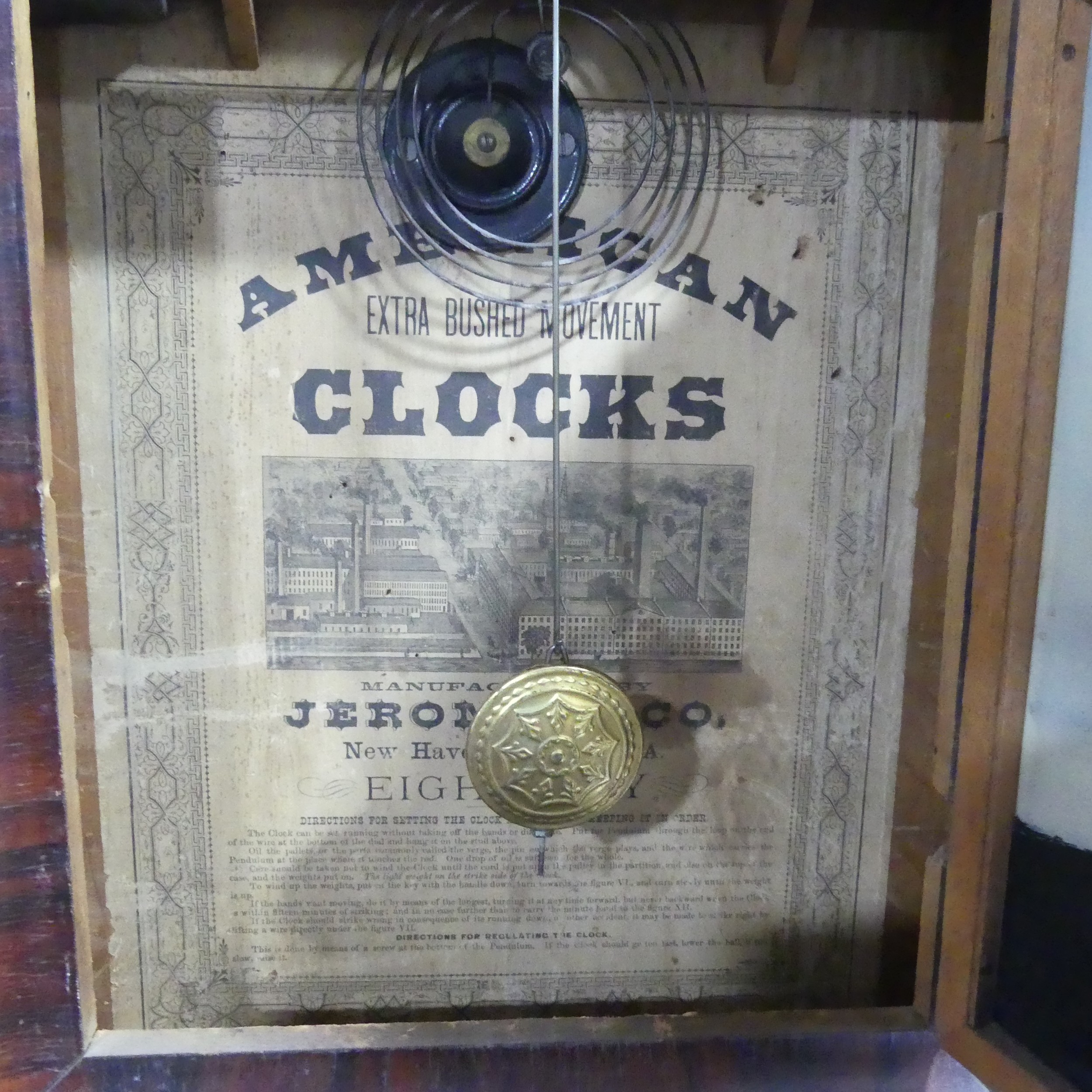 A late 19th century American Wall Clock, manufactured by 'Jerome & Co', W 42 cm x H 76 cm x D 11 cm. - Image 3 of 3