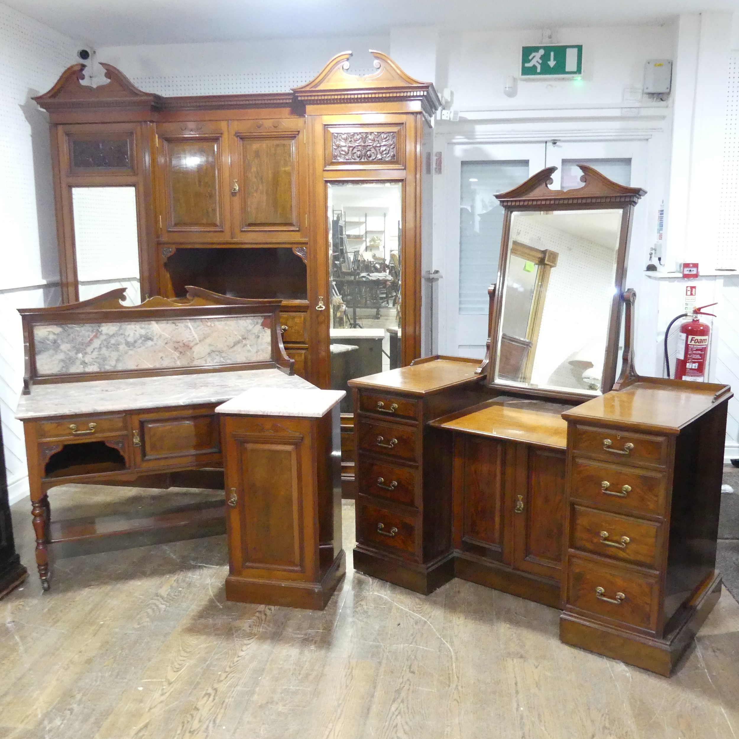 A good Victorian four-piece walnut and mahogany bedroom Suite, including ; a large compactum