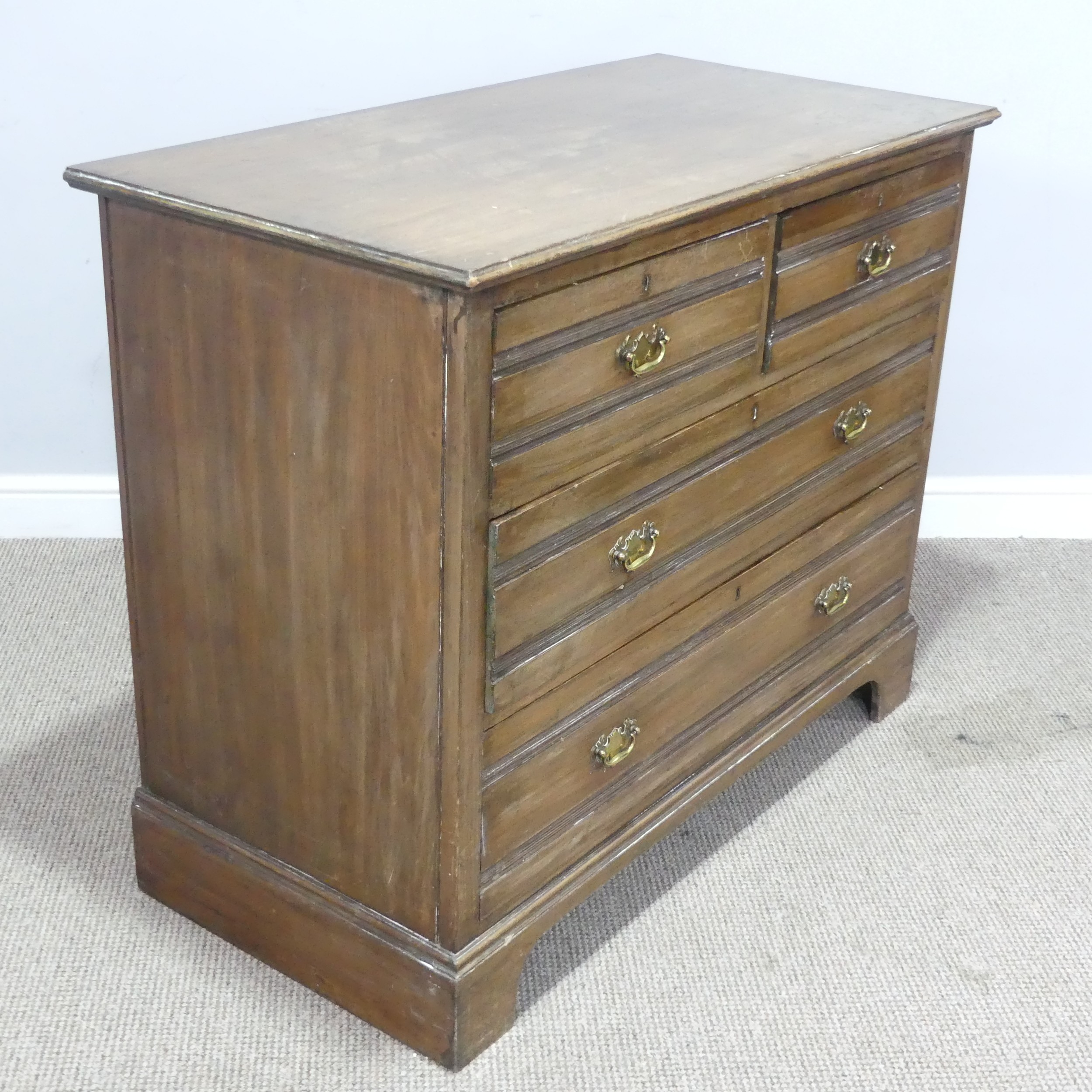 An Edwardian mahogany Chest of drawers, formerly a dressing chest, lock stamped 'H.L L', W 107 cm - Image 4 of 5