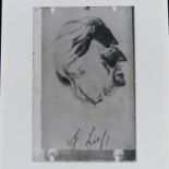 Franz Liszt : a postcard size glass plate negative of Franz Liszt fantasy head / nude women puzzle