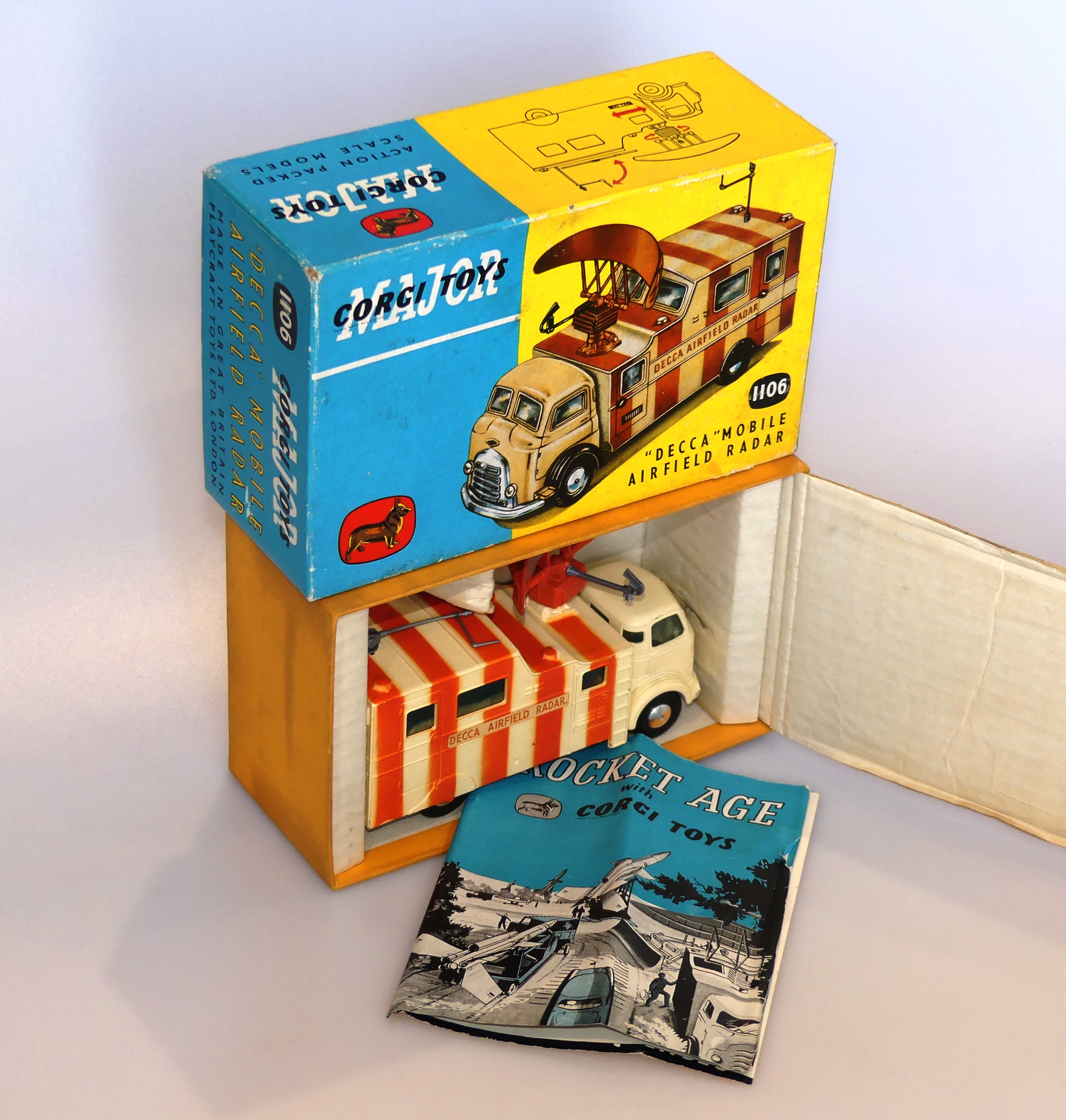 Corgi Toys; five boxed models, including 154 Ferrari Formula 1 Grand Prix Racing Car, 1106 "Decca"