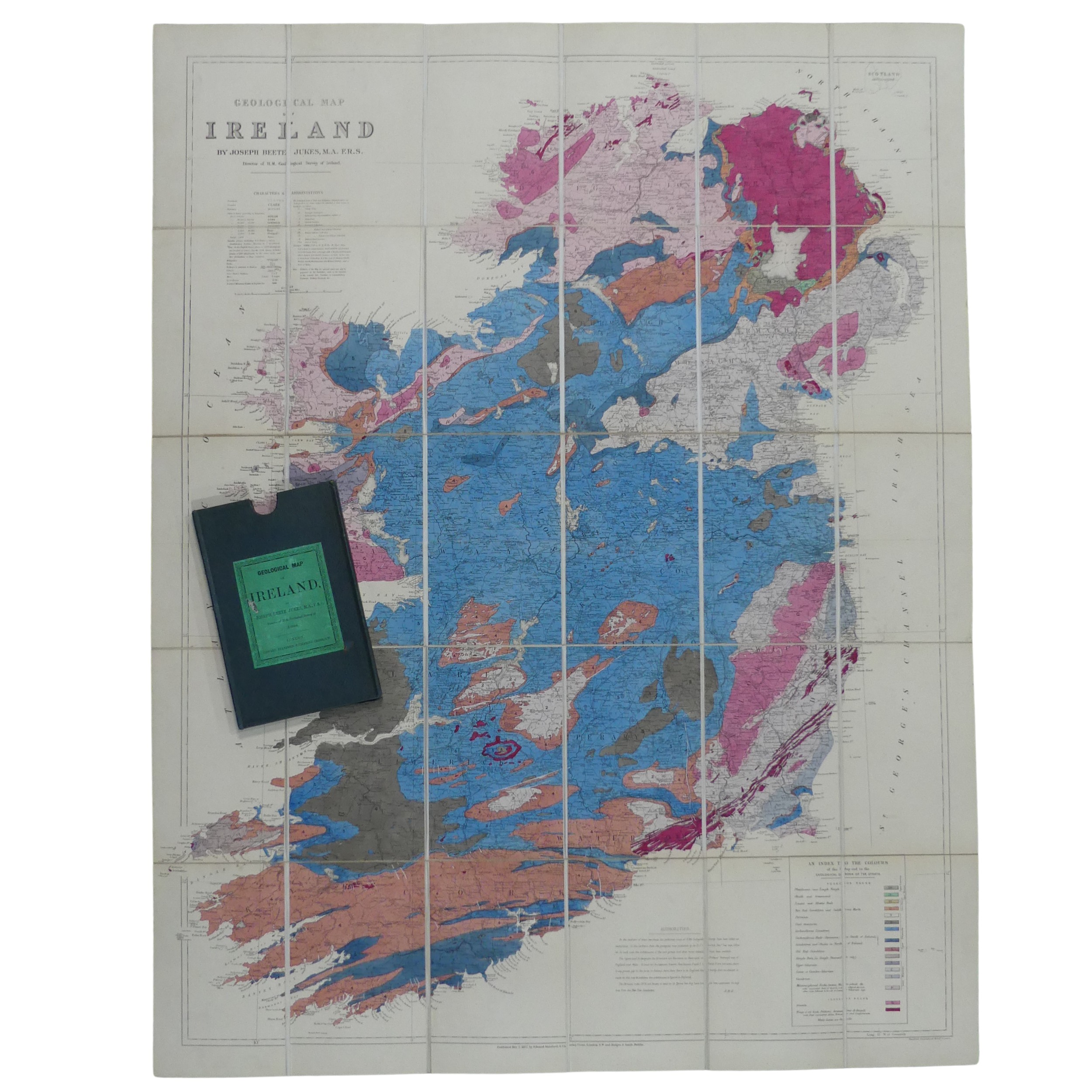 Joseph Beete Jukes; A linen backed Geological Map of Ireland, published by Edward Stanford, - Image 2 of 5