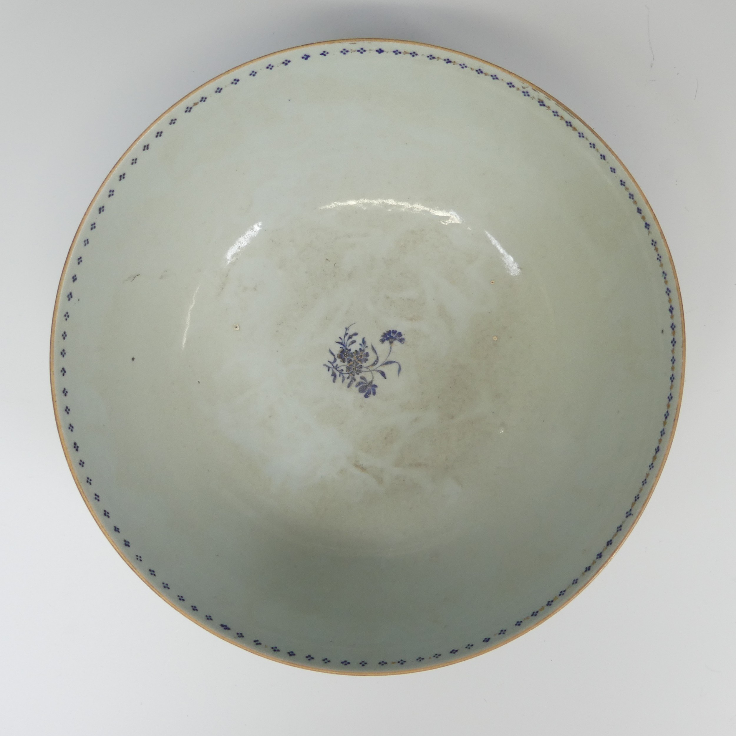 A 19thC Chinese export porcelain Punch Bowl, the rim with gilt and cobalt blue scale decoration, the - Image 3 of 4