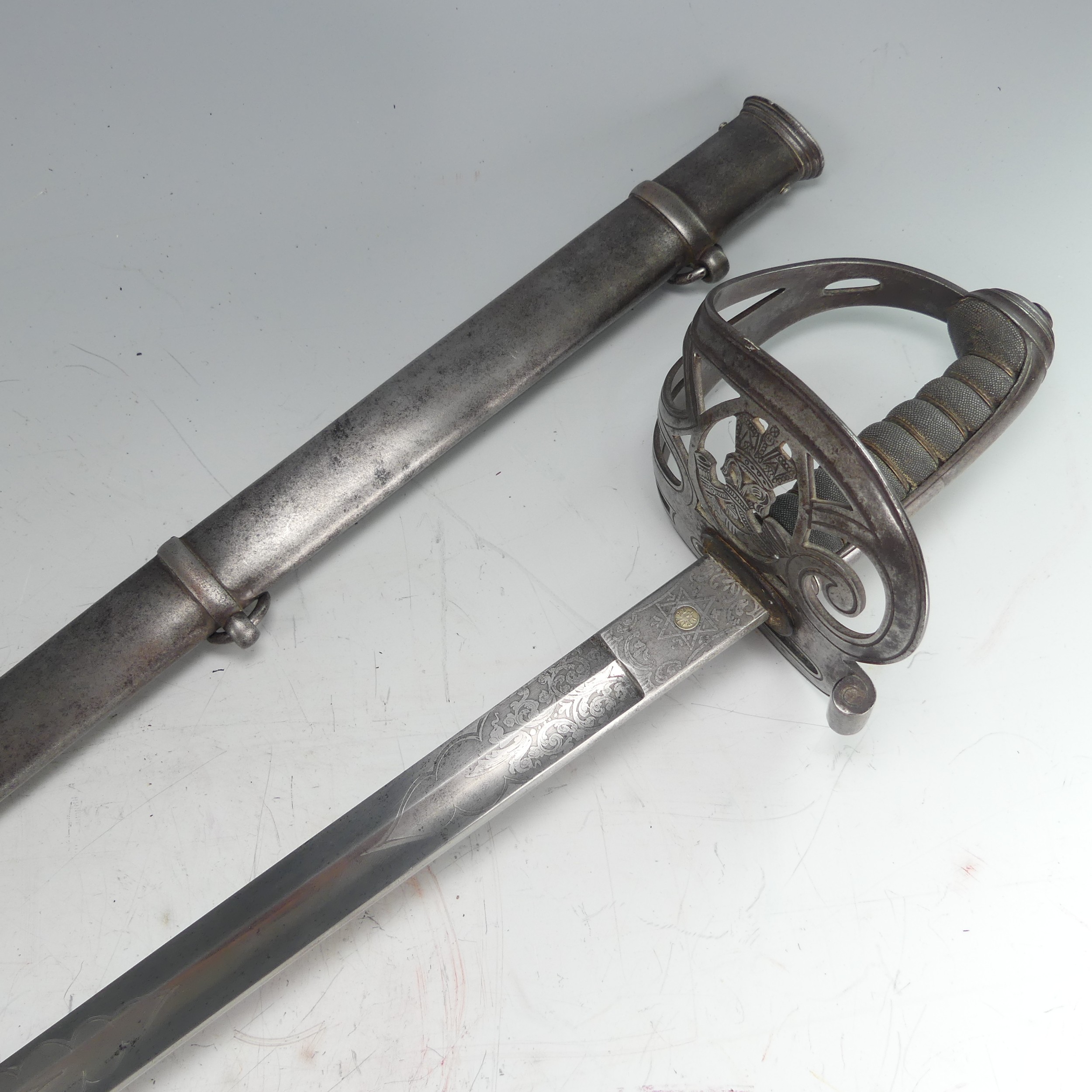 A scarce 1845 pattern Rifle Officer's Sword, makers mark 'Goody & Jones', ''Little is known about - Image 4 of 9