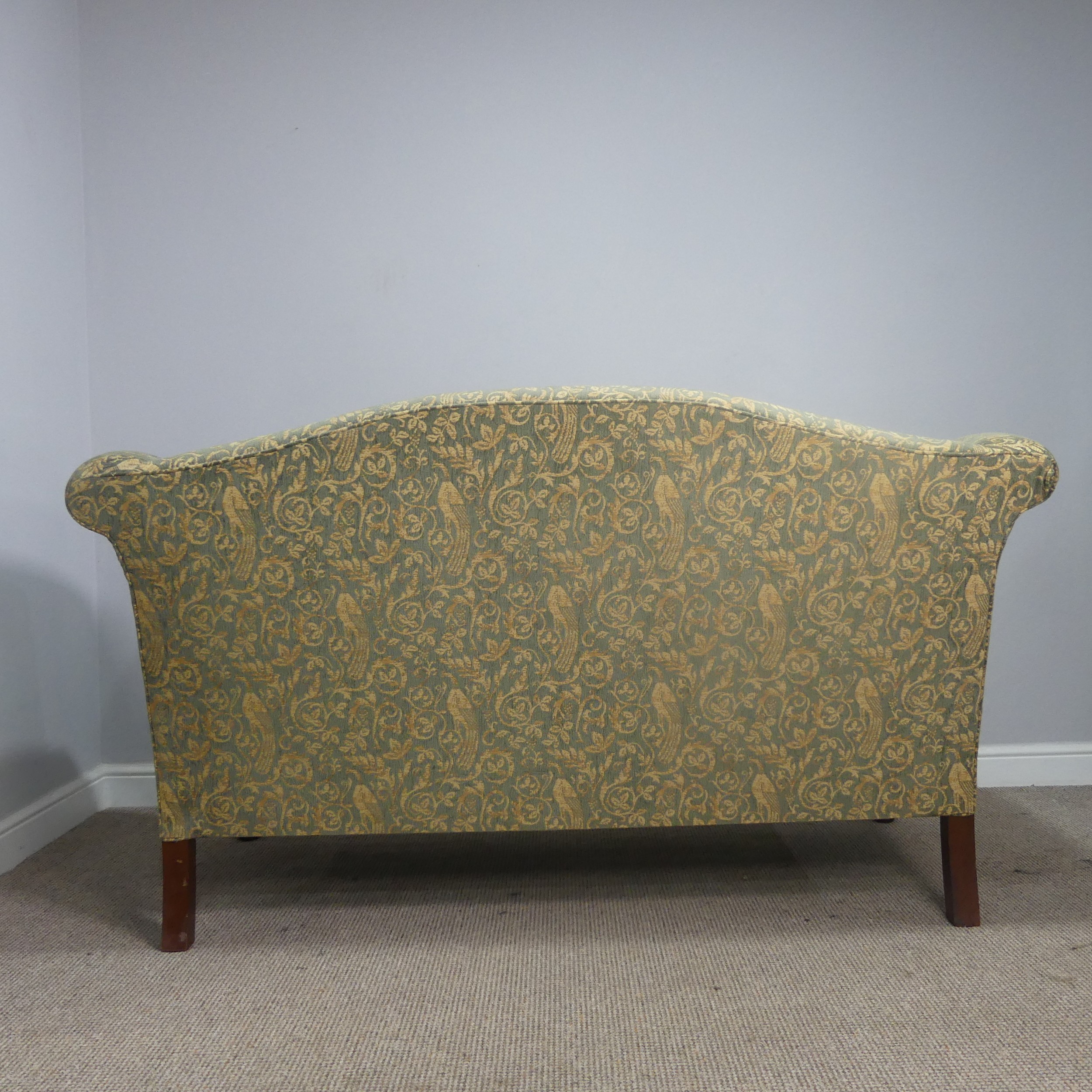 An antique George III style upholstered scroll end two-seater Sofa, raised on carved cabriole - Image 7 of 11