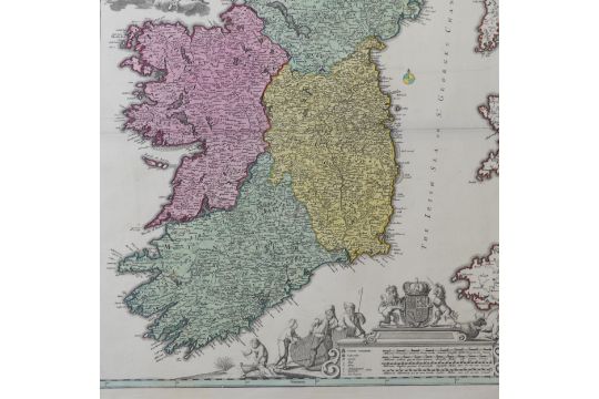 Homann (Johann Baptist, heirs of); 'Hiberniae Regnum....', an early 18th map of Ireland, with - Image 6 of 15