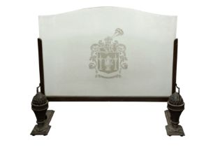 A BRONZE AND GLASS FIRESCREEN FOR THE WORSHIPFUL COMPANY OF FOUNDERS