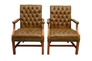 A PAIR OF GAINSBOROUGH STYLE ARMCHAIRS BY W&J SLOANE
