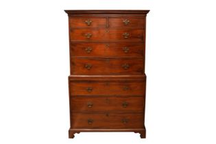 A GEORGE III MAHOGANY CHEST ON CHEST