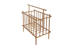 A CONTEMPORARY GILT METAL FAUX BAMBOO CANTERBURY