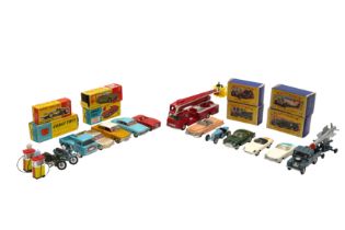 A GROUP OF PLAYWORN CORGI, DINKY AND MATCHBOX MODELS OF YESTERYEAR,