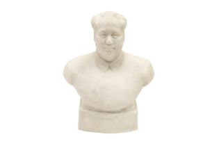 A CHINESE BISCUIT PORCELAIN BUST OF MAO ZEDONG