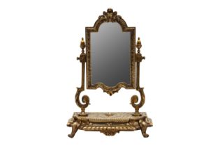 A LATE 19TH/EARLY 20TH CENTURY STYLE GILT BRONZE CHEVAL DRESSING TABLE MIRROR